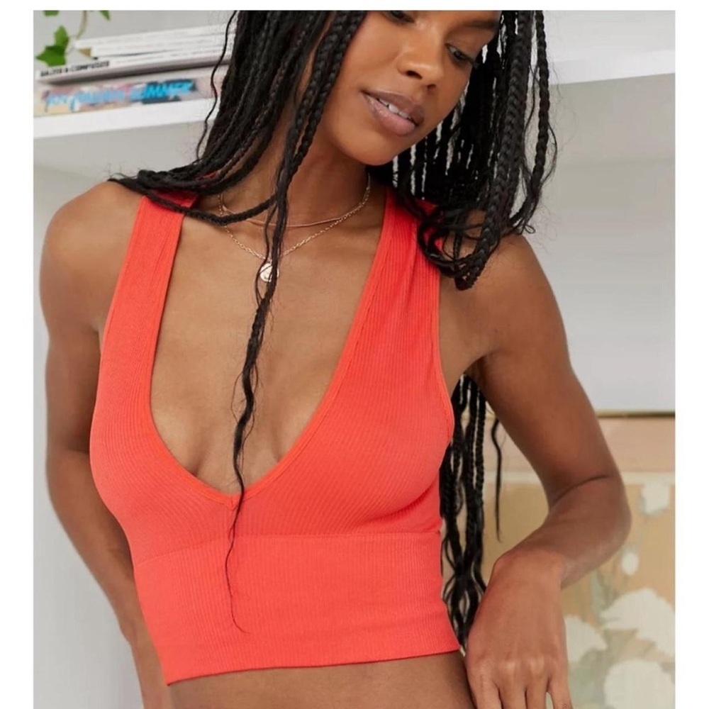 Urban Outfitters Orange V-Neck Crop Top